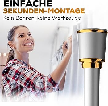 Curtain Pole No Drilling 87-120 cm Diameter 32 mm, Grey - Telescopic Rod, Clamping Rod, Extendable, Curtain Rod for Clamping - Ideal for Curtains and Curtains