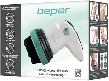 BEPER 40.500 4-in-1 Women's Anti-Cellulite Massager, 25 W, Infrared Massage, Triple Circular Action, Toning and Firming, Adjustable Power, White