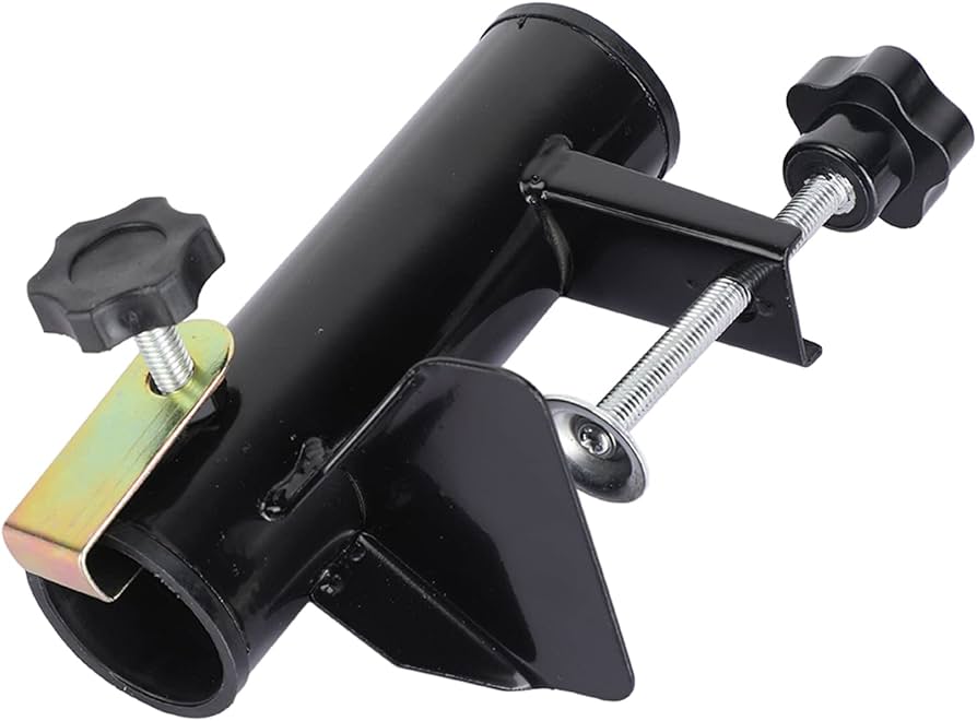 Steel Umbrella Clamp Outdoor Adjustable Umbrella Clip Holder for Garden Yard Fishing Rod Black Premium Heavy Duty Umbrella Clamp for Outdoor Activities