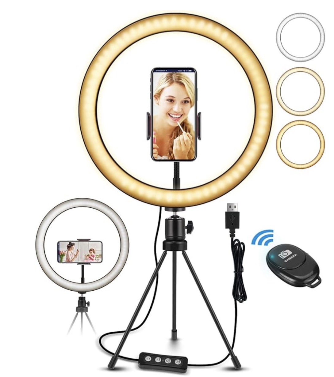 Miracase 10-Inch RGB Ring Light Kit with Tripod Stand, Phone Holder & Remote Shutter