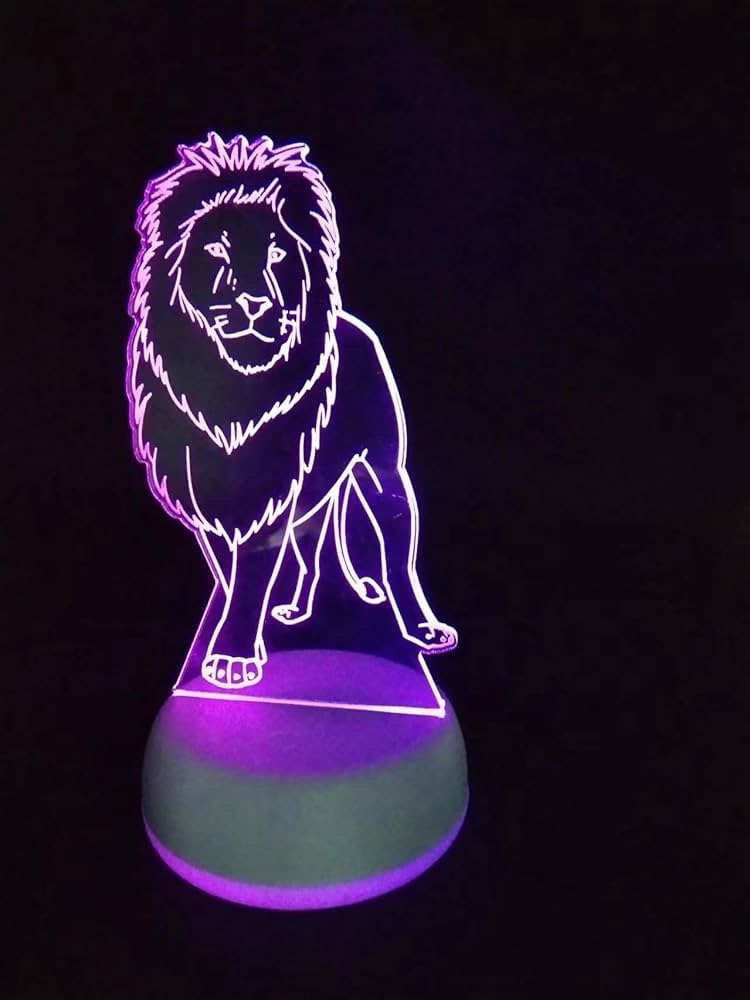 Xdorra Lion Acrylic 3D Lamp Gift for Men, 7 Colors Changing Bedroom Office Decoration, Home 3D Arts Lamp Birthday Gifts for Father, Boss, Uncle or Men