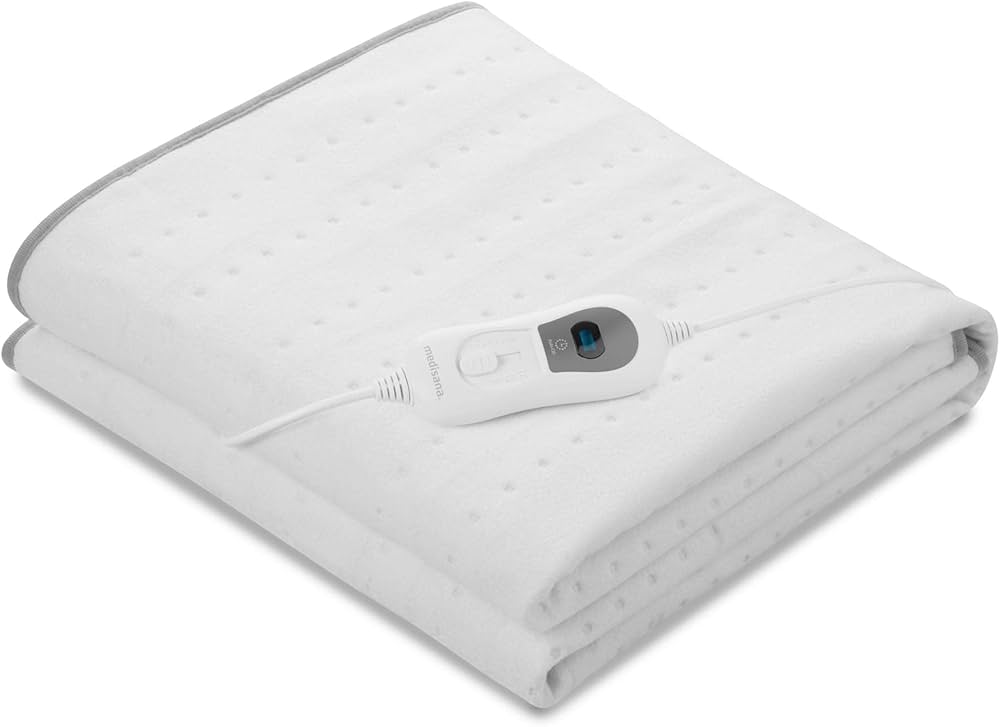 The product is a Medisana HU 665 heated underblanket