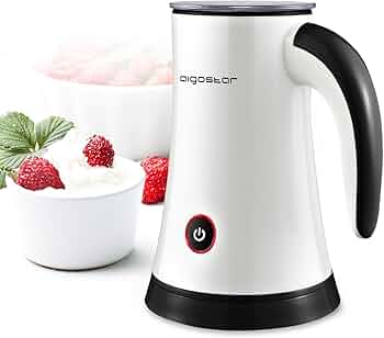 Aigostar Miss Puff 30KDF Automatic Milk Frother 450 Watt Milk Frother for Preparation of Hot and Cold Foam or Hot Milk, 200 ml.